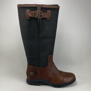 Timberland Turain Rain Boots Womens Size 10 Tall Waterproof Black Brown Leather